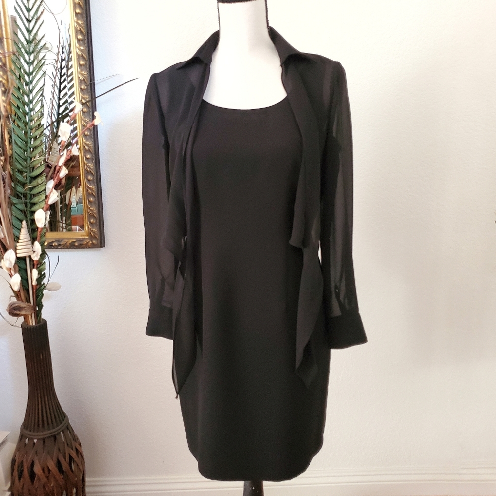 2x VINTAGE Black Dress & Sheer Front Tie Topper - Picture 6 of 11